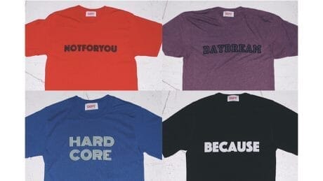 Note the "BRAND NEW OLD TEE" with flocky prints by DEPT, a vintage clothing store.