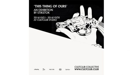 A scene from a mafia movie is illustrated. The exhibition by STIKSTOK, from Amsterdam, will be held in Japan.