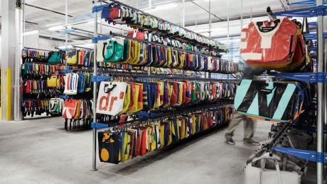 A wide range of colors and bold graphics! A large collection of one-of-a-kind Freitag bags.