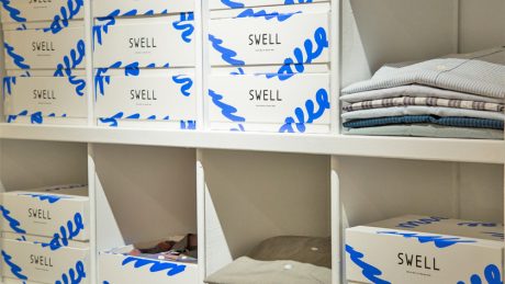 SWELL collection with cute blue wavy lines. The event will be held at Stephen Alan!