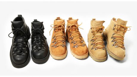 Engineered Garments x Danner avant-garde trekking boots. The zigzag D-ring is the center of attention.