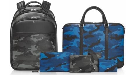 Camouflage pattern for adults . Montblanc has a new leather product.