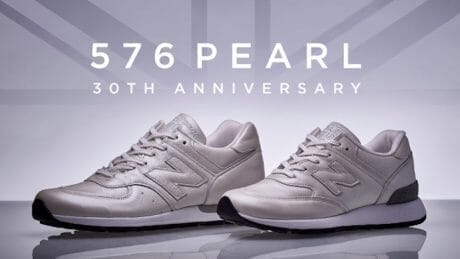 The New Balance 576's 30th anniversary model shines like a pearl .