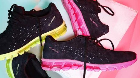 The special order model by Asics and Atmos is a perfect contrast of black and neon colors.