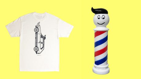 Barber Sakota in Shimotakaido celebrates its 3rd anniversary with T-shirts designed by MIN-NANO Goro and soft vinyl made from molds.