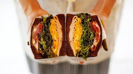 Looks and tastes overwhelming. King George's egg sandwich.