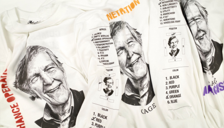 The much talked about John Cage item is back again as a long T! Get a piece of destiny guided by experimental handwork at the event.