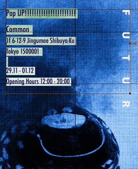 百花繚乱のコラボアイテムを提げた、フューチャーの5周年ポップアップ。