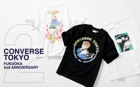 コンバース トウキョウ福岡店の2周年記念！今をときめく女性イラストレーター3名を起用したTシャツがずらり。