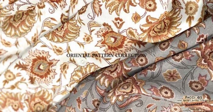 オリエンタル柄が際立つファッチーズのウェアは、自宅でも外出先でも快適に過ごせます。