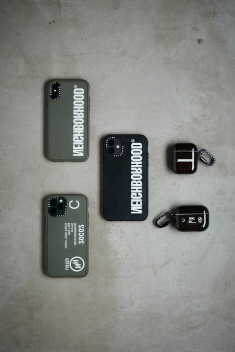 Graphical iPhone case and AirPods case created by Neighborhood x Caseify.
