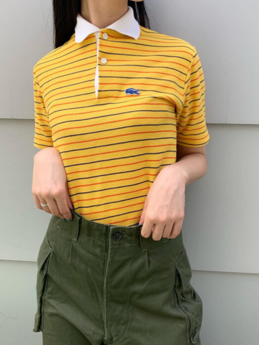 Leave summer to the jolly alligators! Lacoste border polo shirt from the 70's. .