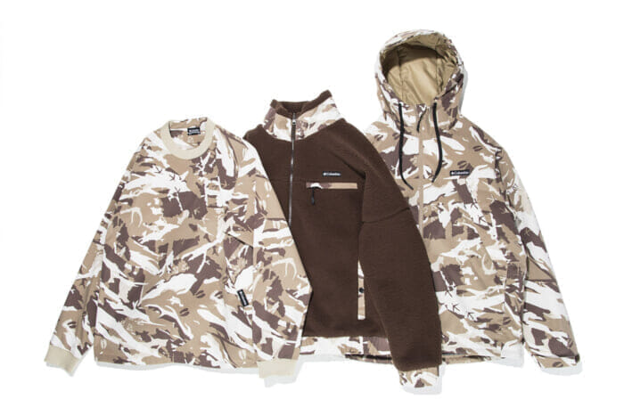 If you look closely, you can see duck feathers, deer antlers, and pheasant tracks. Columbia Black Label tracking camouflage.