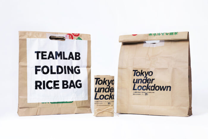 チームラボが米袋のエコバッグを製作し、ファーストハンドで期間限定販売。用意されたのは100個だけ。