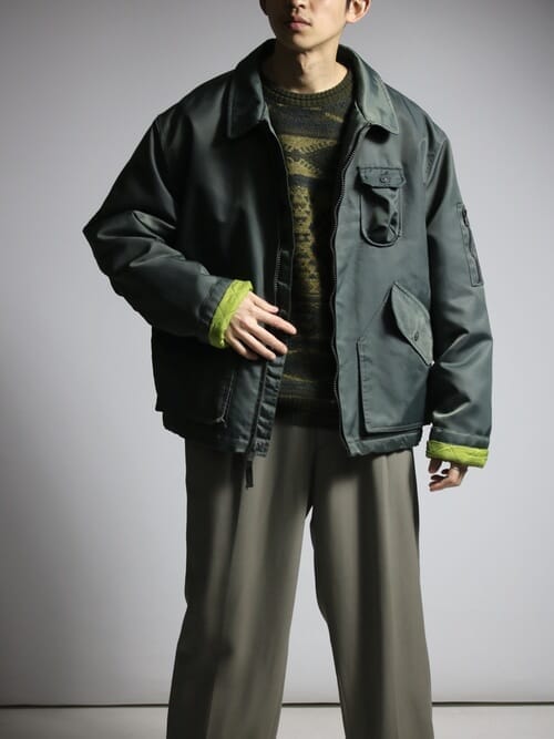 J.Crew flight jacket. It is a rugged piece of clothing that can be thrown on in a flash during the winter season.