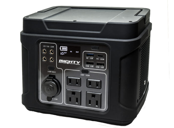 Orange special order portable power supply is now available. The built-in lithium-ion battery is made by Panasonic.