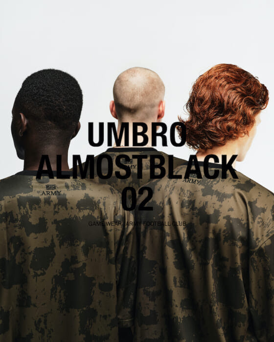Sportswear worn as fashion. This is the second collaboration between Umbro and Allmost Black.