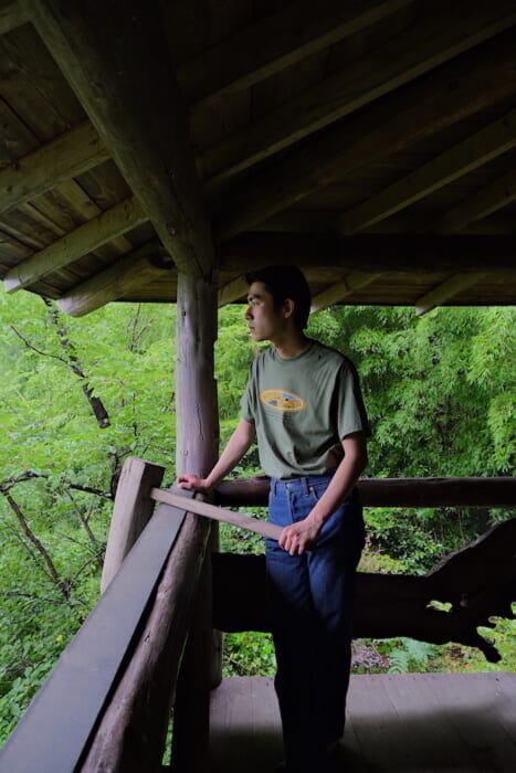 Sangrow Fields is a new label created by two creators. The first item they created was a printed T-shirt depicting a countryside scene.