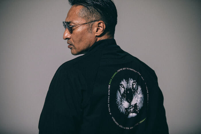 Backchannel's fascinating three-style set-up. The look features actor Yamaguchi Yoshiyuki.