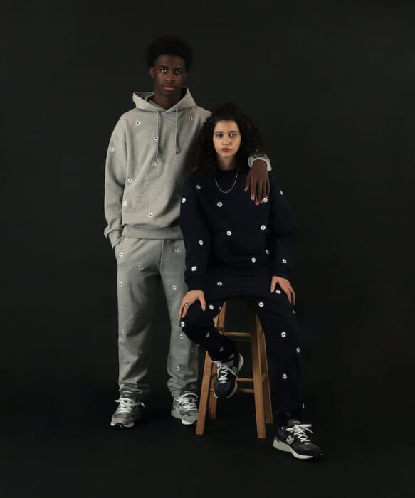 The popular Vega Store collaborates with Firsthand. Athletic wear with a playful touch of flower patches.