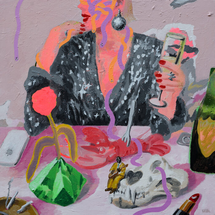 Stacks Bookstore's final exhibit of the year with happy vibes art!