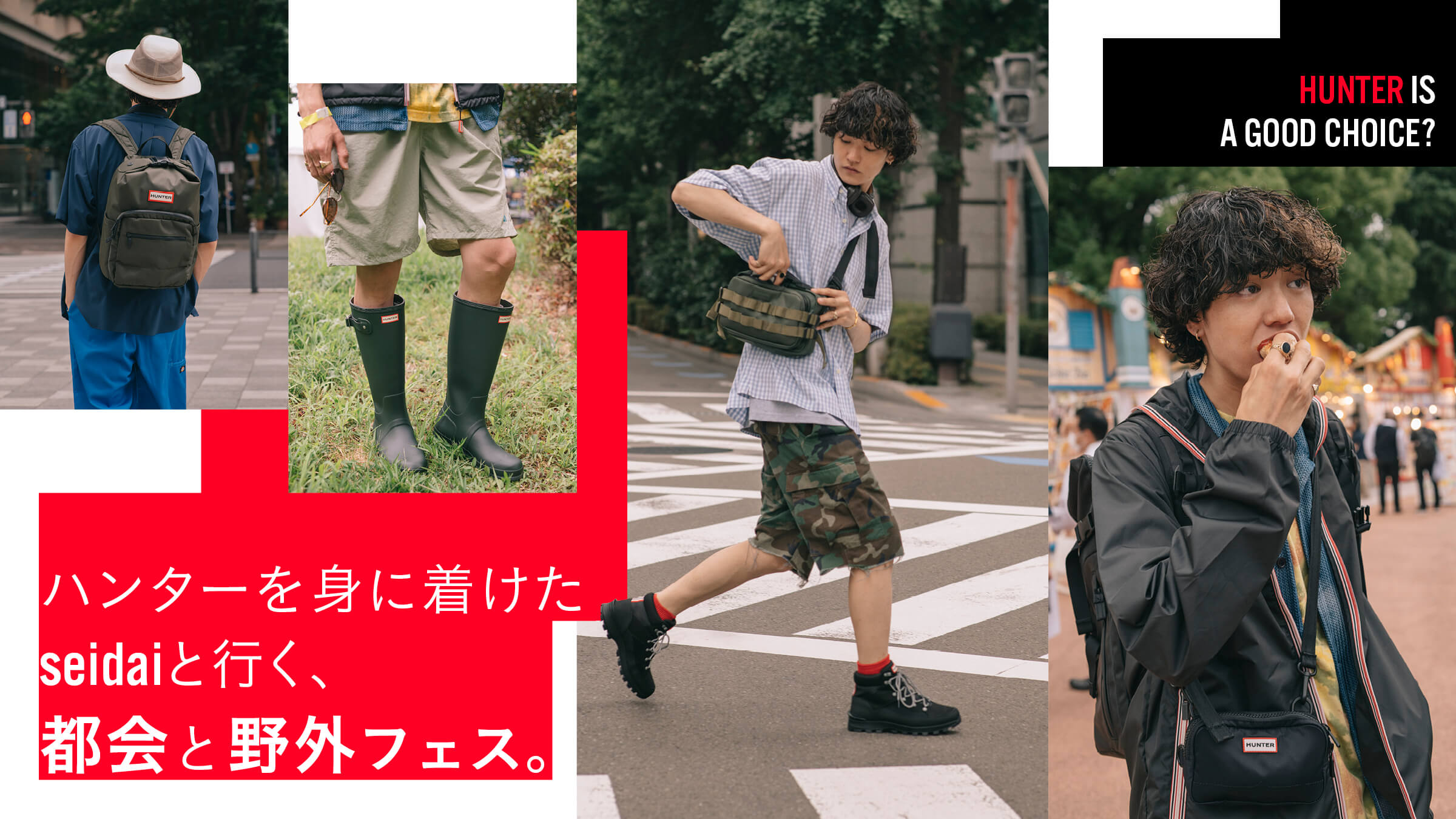 Urban and outdoor festivals, going with seidai wearing hunters.