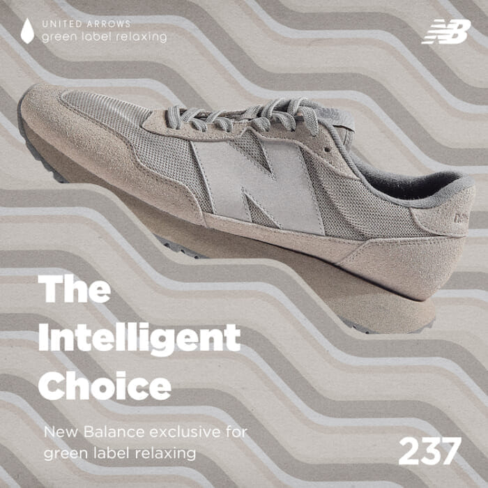 An elegant pair in gray and beige. Green Label Relaxing x New Balance 237 is now available.