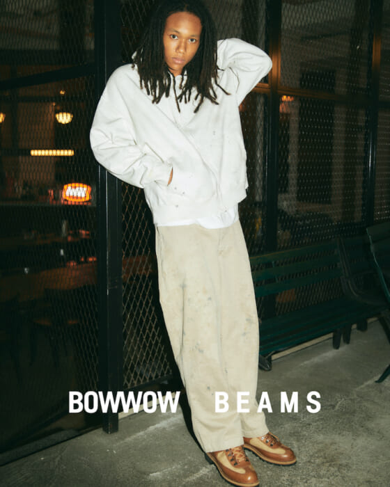 Zip hoodies and baker pants with a hint of age and culture . . the result of the knowledge of Bau Wow and BEAMS.