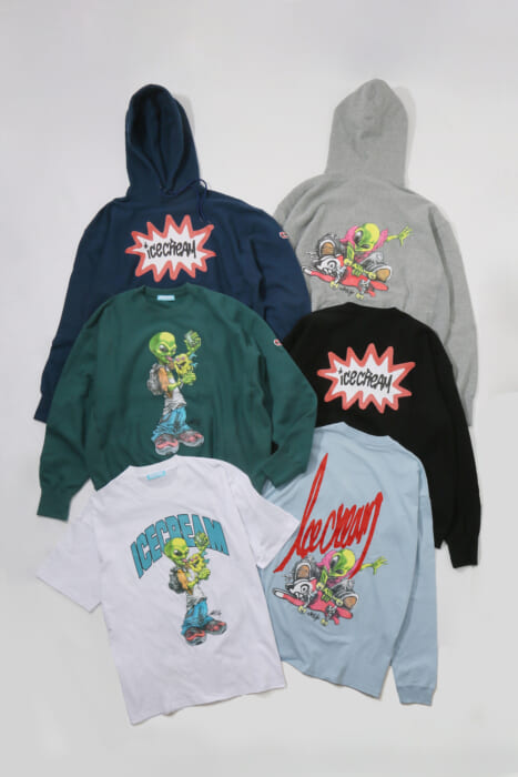 アイスクリームと韓国のWRECKによるカプセルコレクションは、90年代へタイムスリップするようなグラフィックをエアブラシで。