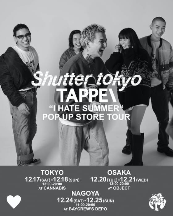 JIN KAWAGUCHI率いるshutter_tokyoと、タトゥーアーティストのTAPPEIによるポップアップツアーが2年振りに開催。