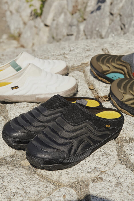Fluffy, ultra-lightweight slip-ons for your winter footwear. Focus on Teva's new REEMBER TERRAIN.