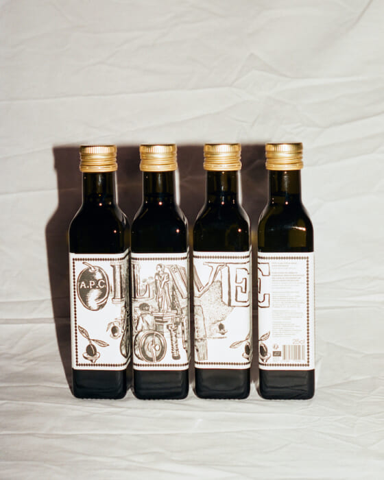 A.P.C.'s newest product is organic olive oil! Try it simply with bread.