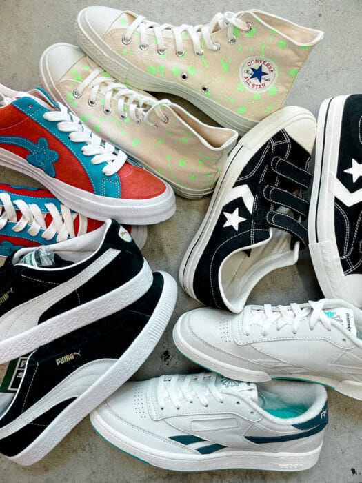 ディアスポラ スケートボーズの視点で、ワームトウキョウのストックから200足の“スケシュー”を厳選。会場は駒沢のパーブスです。