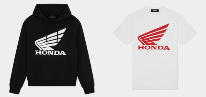 The "Honda Wing" adorns the chest. Watch out for Dsquared's collaboration this spring.