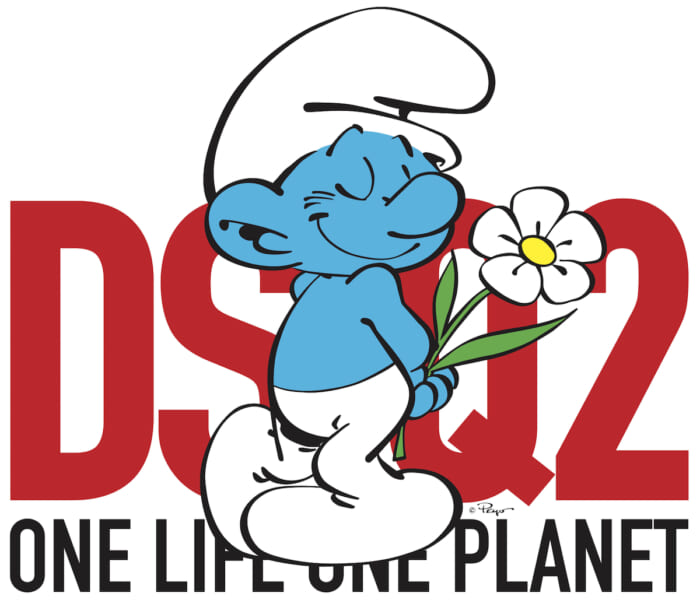 Those blue fairies jacked up Dsquared's "ONE LIFE ONE PLANET"!