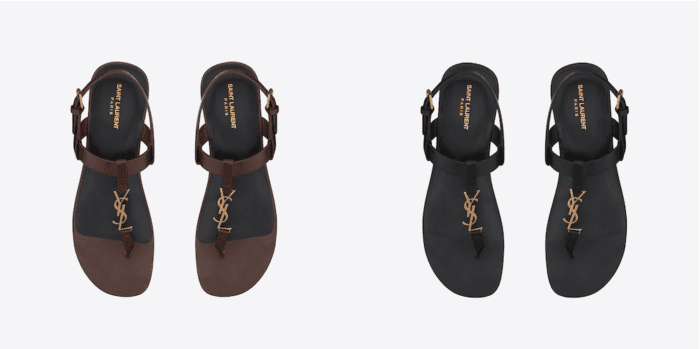 Welcome summer with Saint Laurent. "The leather sandals with the symbolic YSL logo are now available.