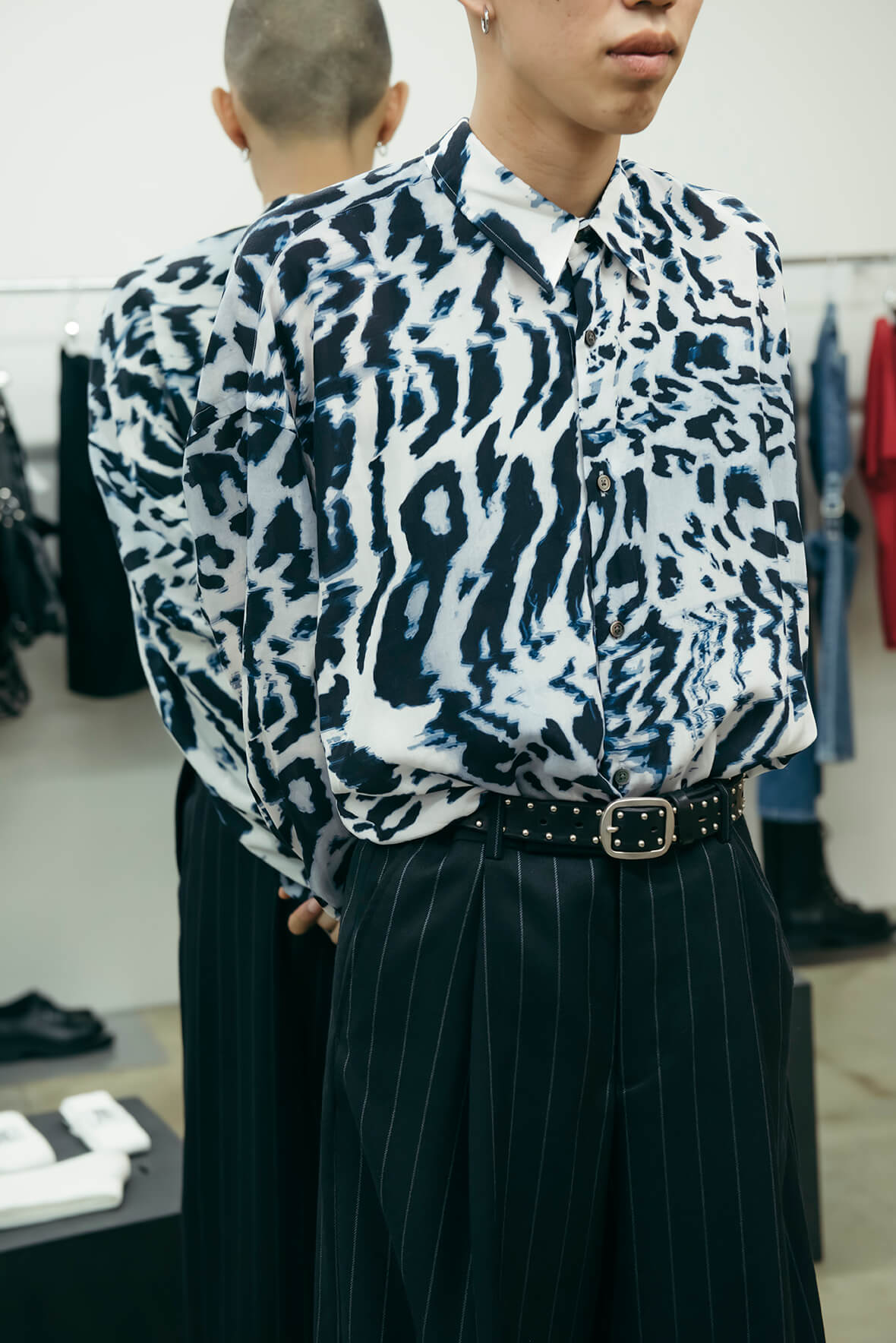 サリバン デニムジャケット 黒 白 ジブラ M ブラック ホワイト（服好き 