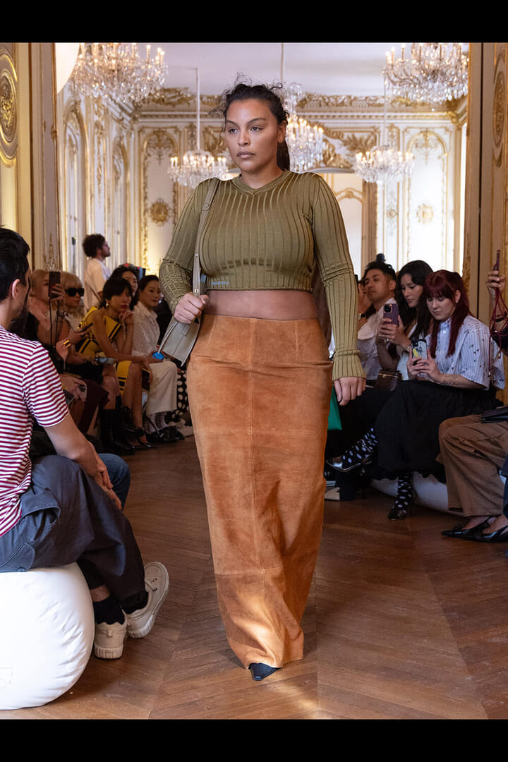 MARNI 胸元おりぼんとくしゅくしゅギャザーのキャラメルカラーコットン  