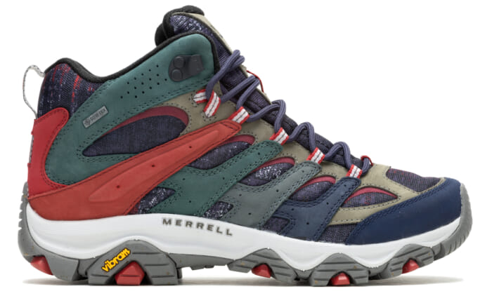Merrell's classic has been redesigned with a strange color scheme. White Mountaineering created this one.