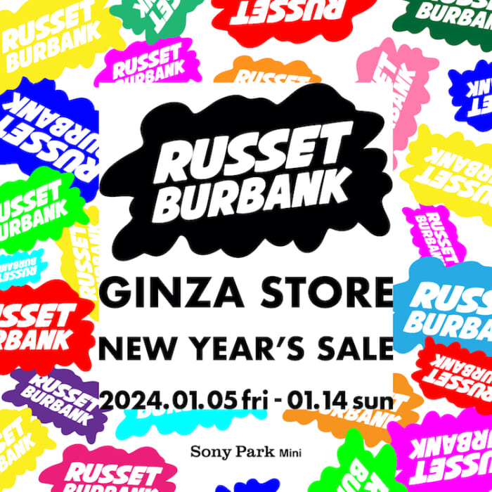 Russet Burbank first sale in Ginza! Fukubukuro, caps, and sweatshirt setups.
