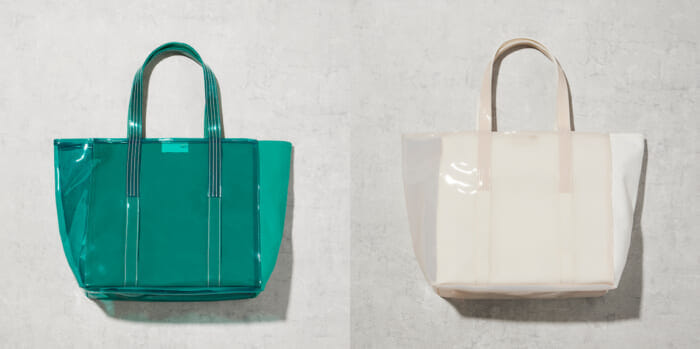 テクネがつくったのは、夏の訪れが待ち遠しくなるトートバッグ。異素材の組み合わせがグラフィカルで洒落ています。