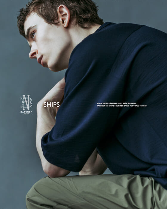 A wool T-shirt for a dignified spring . . It's a new batoner specially ordered by SHIPS.