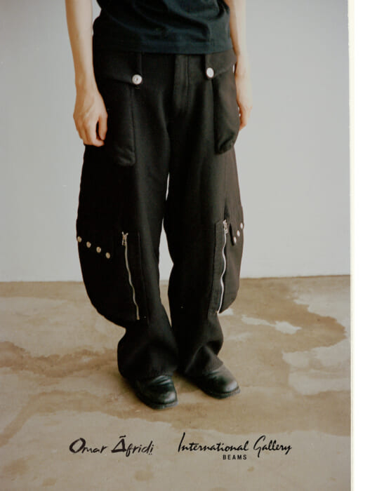 A good balance of bold design and natural texture. International Gallery BEAMS has specially ordered pants from Omar Afridi.