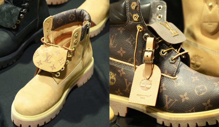 Louis Vuitton x Timberland. special items, including 6-inch boots, are finally available.