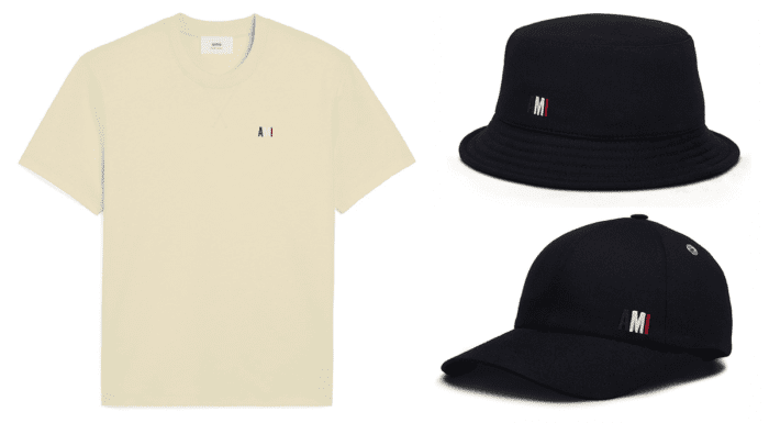 Accented with a logo in tricolor. This capsule collection by Ami celebrates the arrival of summer .