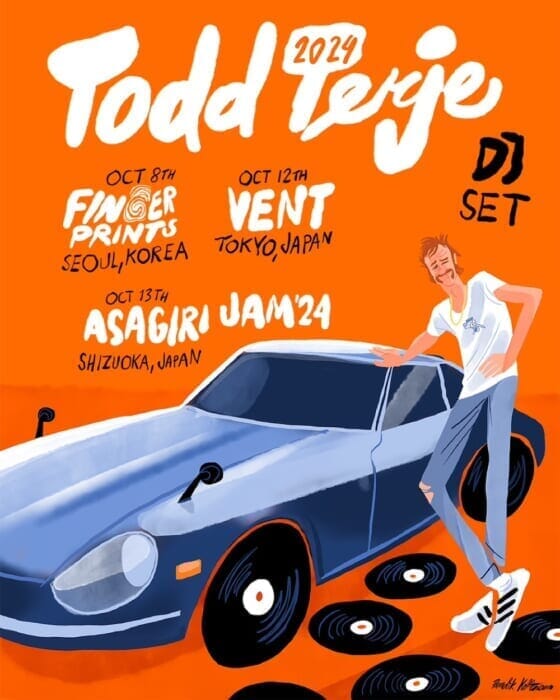 北欧ディスコのキーマン、トッド・テリエが来日。週末は表参道VENTと朝霧JAMに登場。愉快な音楽と共に陽気な３連休を過ごしましょう。