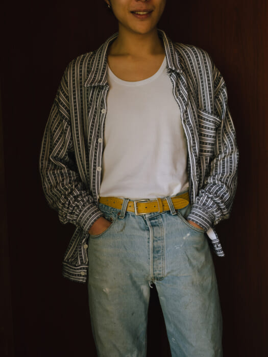 Change your look with a spring-colored belt. You can buy the joint work of Apollo Leather and Laug at Adan in Yoyogi Uehara.