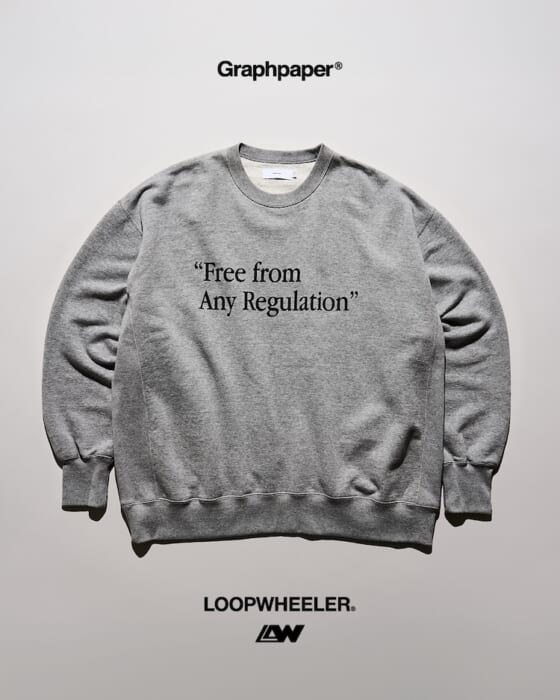 グラフペーパー 青山の10周年を記念した、ループウィラーとのコラボスエット。ブランドの哲学をプリントで表現。