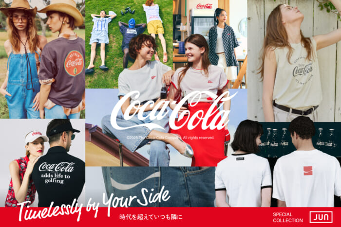 Jun Group's seven brands unveil a special collection with Coca-Cola. Logos of past generations will be dyed in each brand's colors!