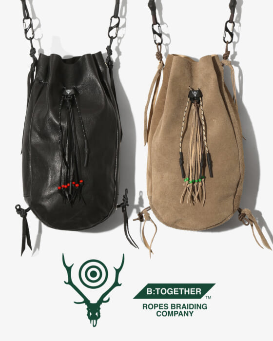 The leather fringe decoration gives it a native appearance. South2 West 8 and Beat to Gather have released a special drawstring bag.